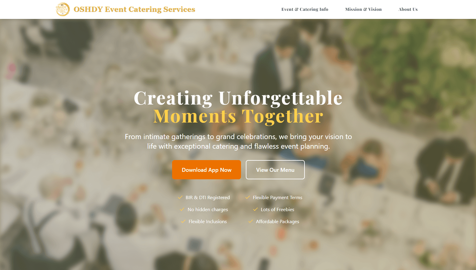 OSHDY Event Catering Services website screenshot